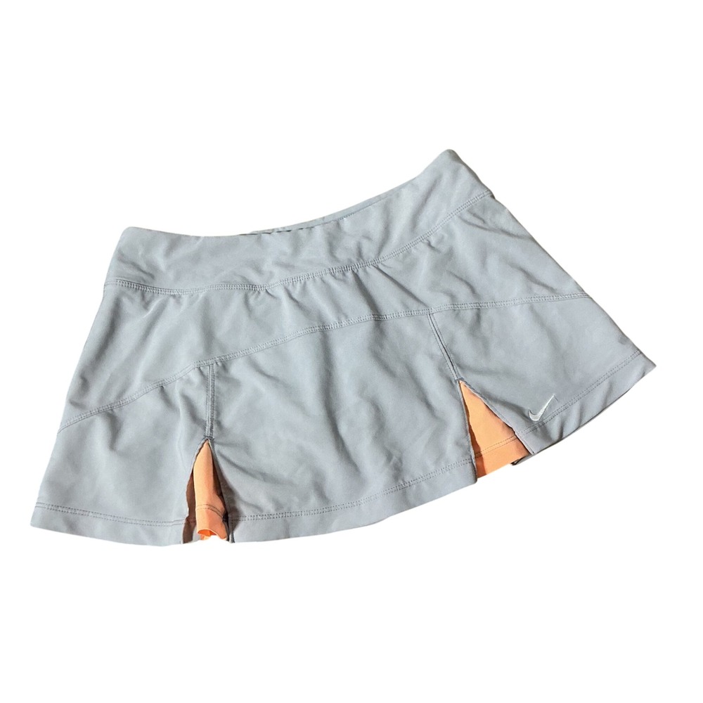Nike Dri-FIT Tennis Skort Women Small Grey Peach Activewear Athletic Skirt Mini